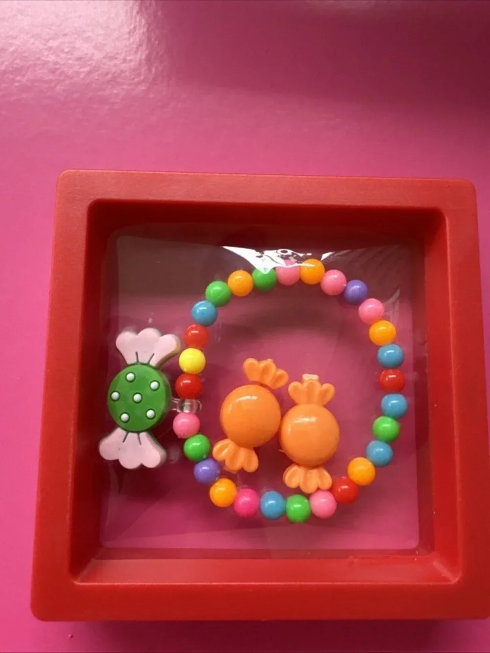 Girl's Wrapper Candy Jewelry Set Bracelet & Clip Earrings NEW Chose Color Box
